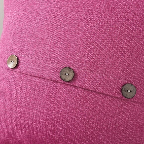 Pink Linen Throw Pillow Covers 18x18 2 Square with 3 Buttons Modern Farmhouse - Picture 2 of 6
